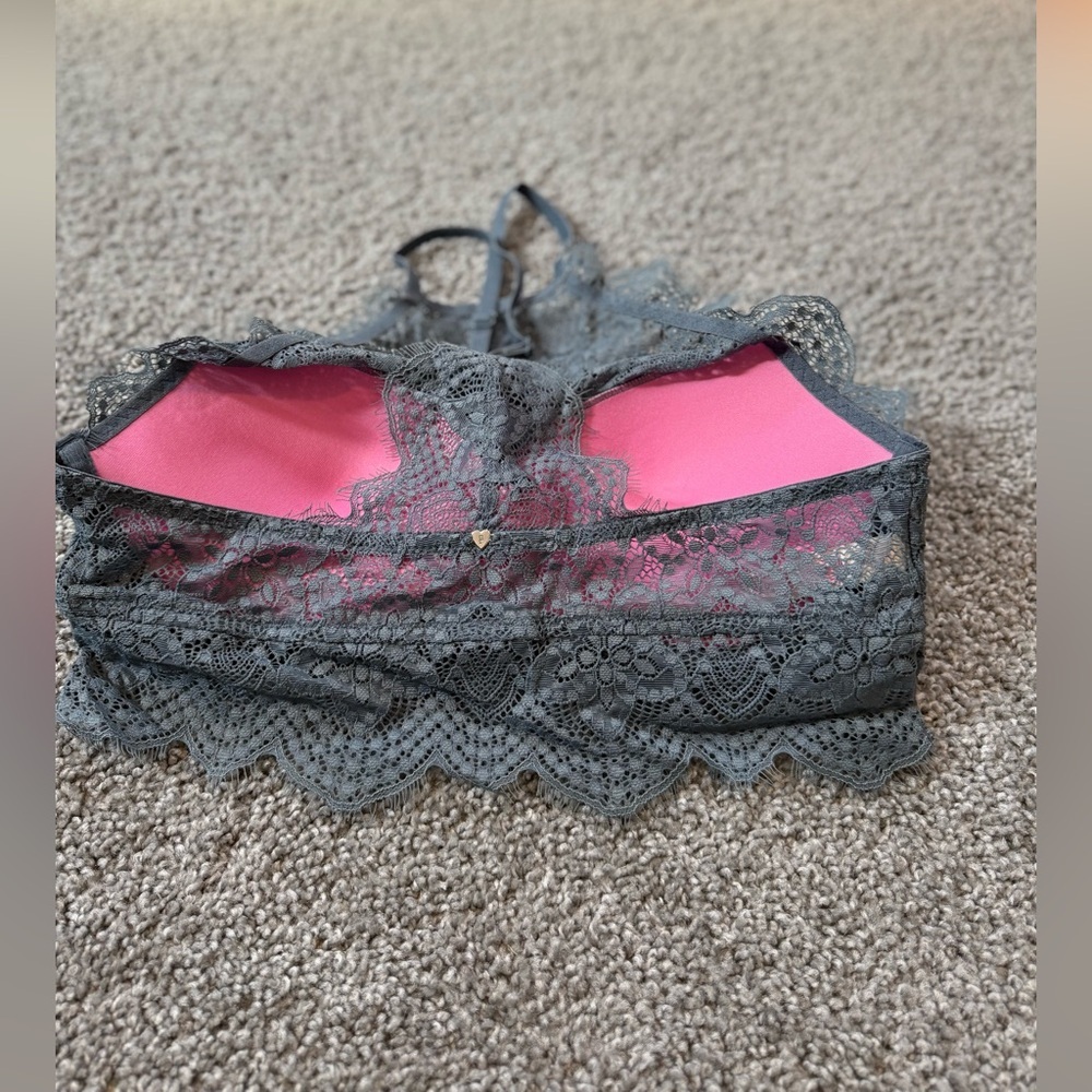 Victoria’s Secret PINK! Push-Up Racer Back Lace Floral Bra Sz Medium - Picture 8 of 10